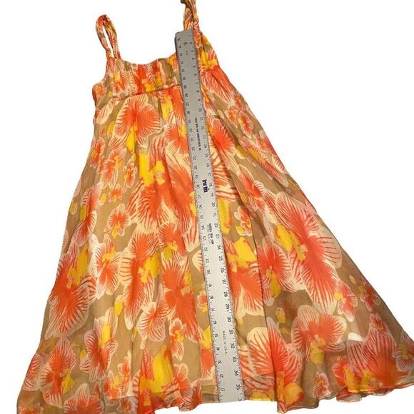 Diane Von Furstenberg Floral Silk Dress Penny Yellow Orange Ruffle Sundress Sz 8 - Picture 5 of 10